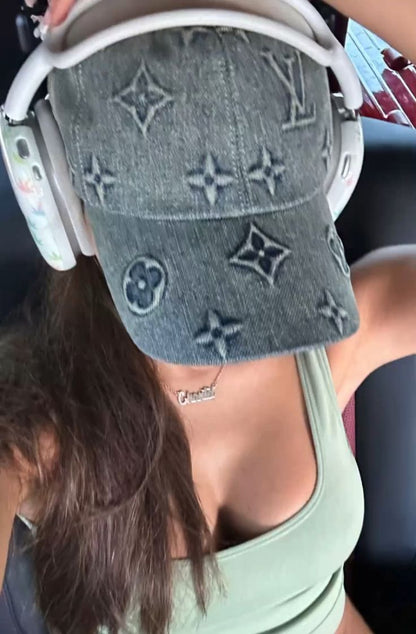 LOUIS VUITTON Monogram Washed Denim Cap M Blue