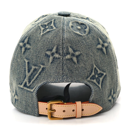 LOUIS VUITTON Monogram Washed Denim Cap M Blue